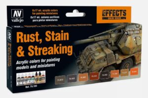 Vallejo Color Set, Rust Stains & Dirt, 8 x 17 ml Model Color 70183