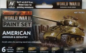 Vallejo Model Colour American Armour and Infantry 6 colour paint set 70203