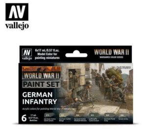 AV Vallejo Model Color Set - WWII German Infantry (6) Paint Set 70206