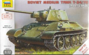 ZVEZDA 1/72  T34 Russian Tank Snap Fit Model Kit 5001